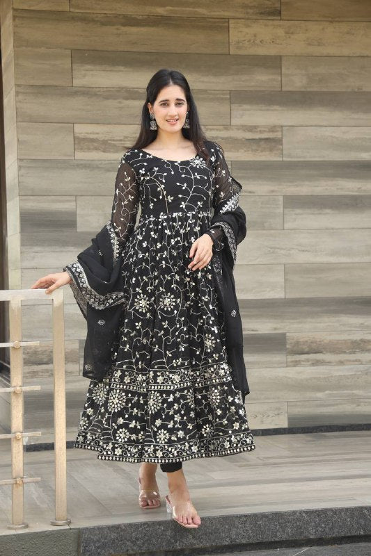 BLACK PREMIUM READYMADE ANARKALI SUIT SET TD-6019