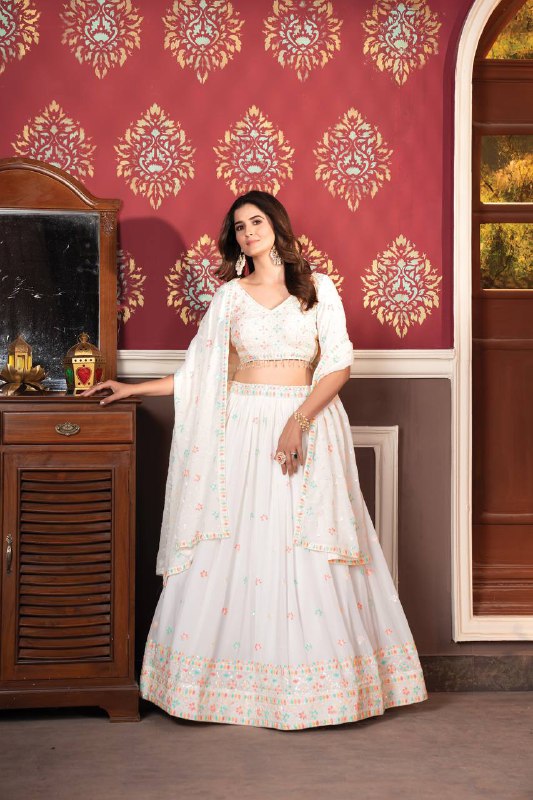 TRADITIONAL MULTI COLORS SEQUENCE LEHENGA CHOLI  TD-6026